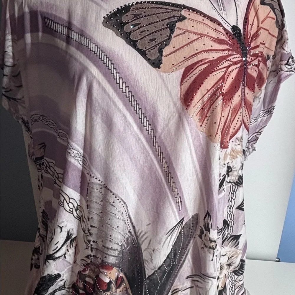 New Sheer Light Butterfly Print Swim Cover-Up - Picture 2 of 5